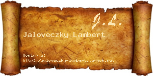 Jaloveczky Lambert névjegykártya